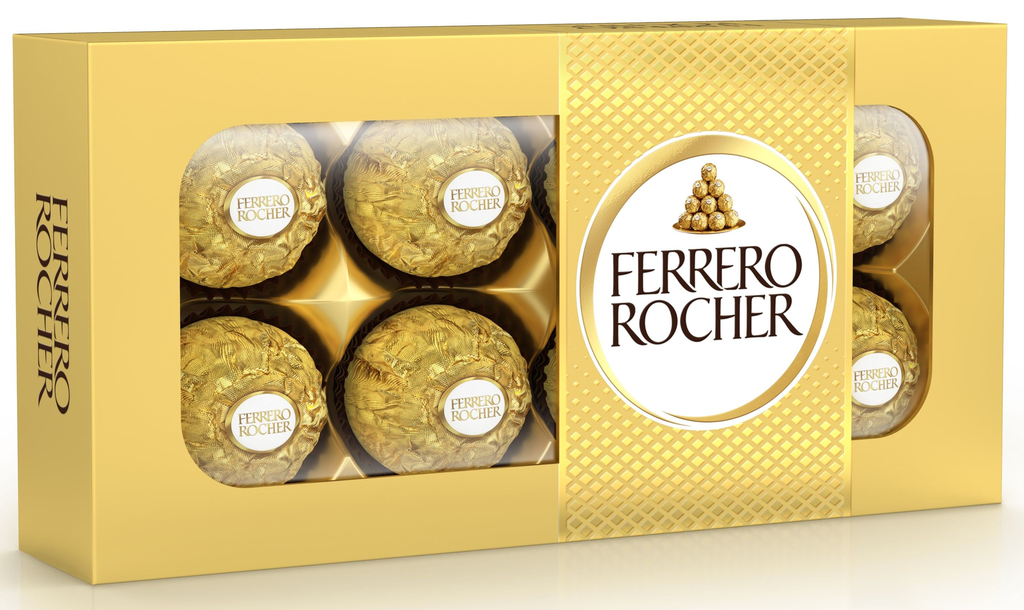FERRERO ROCHER Bombones de chocolate con leche y avellanas 100g