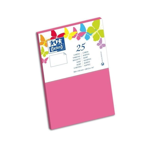 [3020121687048] OXFORD 25 Index Cards 15cm x 10cm Pink 240g