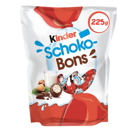 [8000500242612] KINDER Schoko-Bons Bonbons de chocolat fourrés lait et noisettes 225 g
