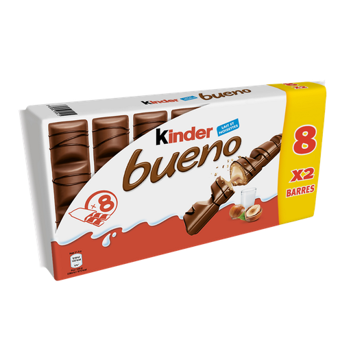 [8000500290408] KINDER Bueno Barras de chocolate com leite e avelãs 8 x 43 g