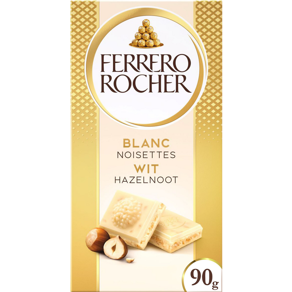 FERRERO ROCHER Tablete de chocolate branco com avelãs 90 g