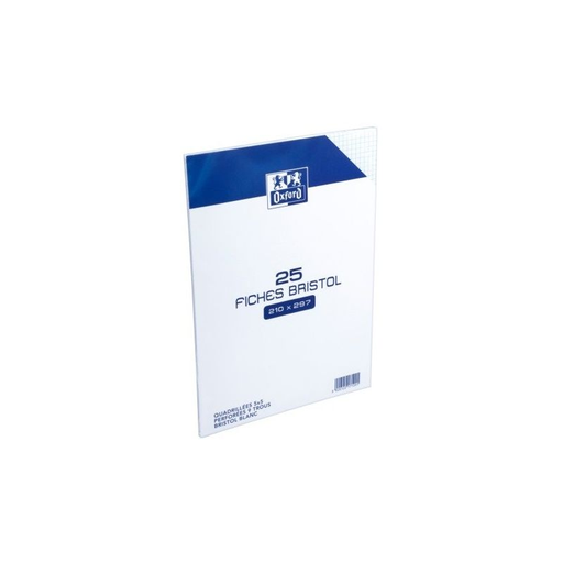 [3020122171201] OXFORD Fichas Bristol A4 Perfuradas Quadrícula 5x5 25 Brancas