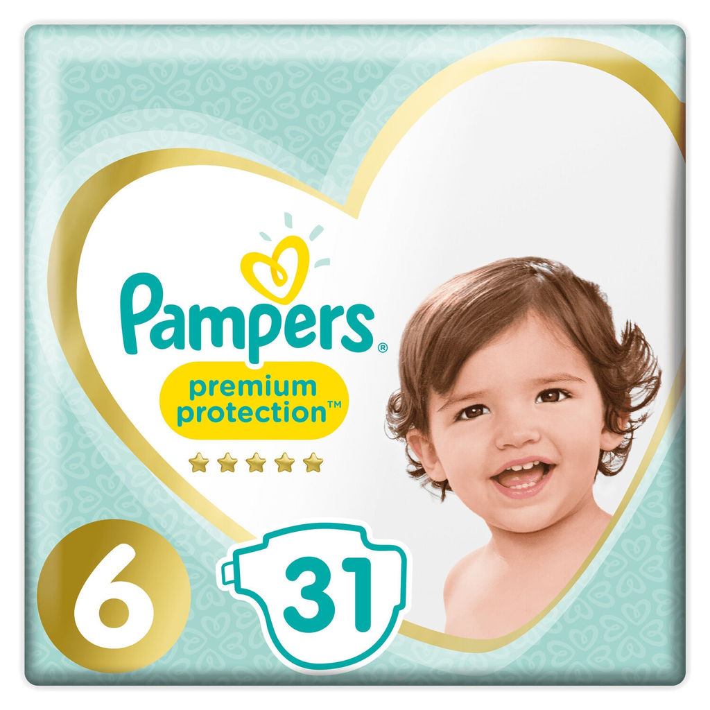 PAMPERS Pañales para bebé Premium Protection talla 6, 33 unidades
