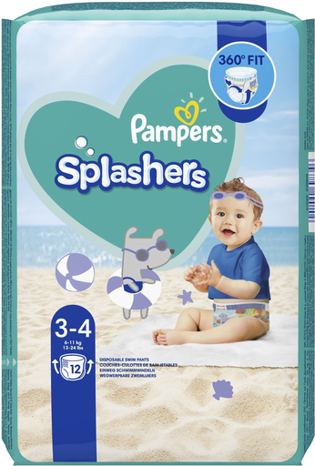 [8001090698346] PAMPERS Splashers Couches-culottes de bain Baby Shark taille 3-4, 12 couches