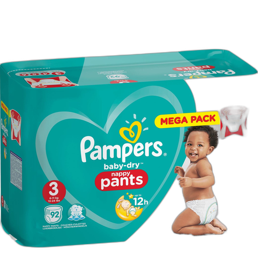 [8001090706768] PAMPERS Baby-dry pants culottes taille 3 (6-11 kg) 92 pce