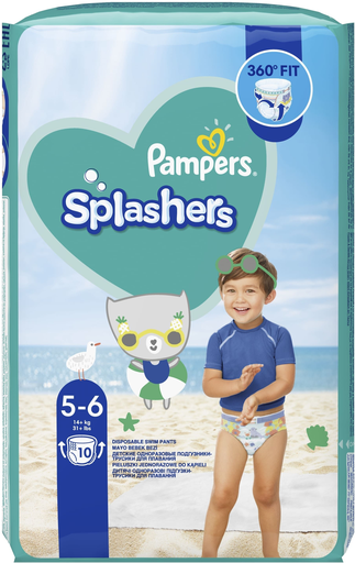 [8001090728951] PAMPERS Couches-Culottes Bain Baby Shark Splashers Taille 5-6 (14 kg) - Pack de 10