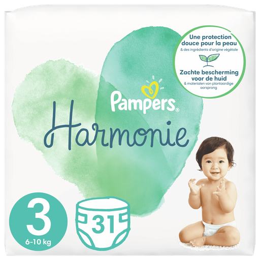 [8001090933607] PAMPERS Harmonie couches taille 3, 31 couches