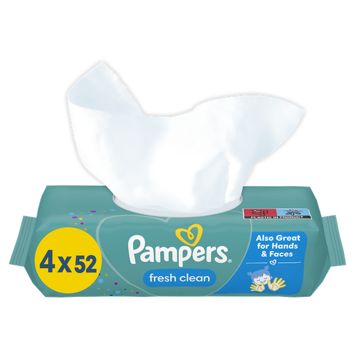[8001841077949] PAMPERS Fresh Clean toallitas limpiadoras para bebé 4x52 toallitas