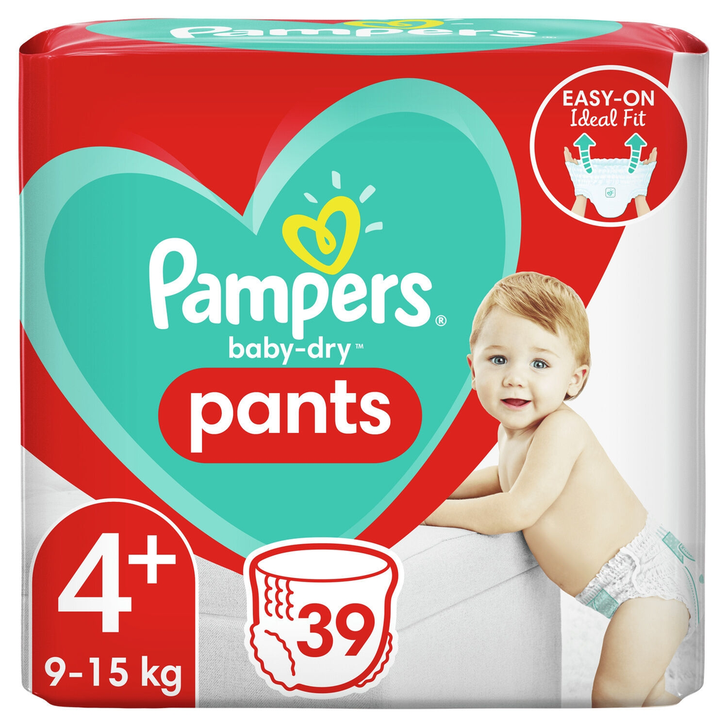 PAMPERS Fraldas-cueca Baby-Dry Pants Tamanho 4+ (9-15 kg) 68 unidades