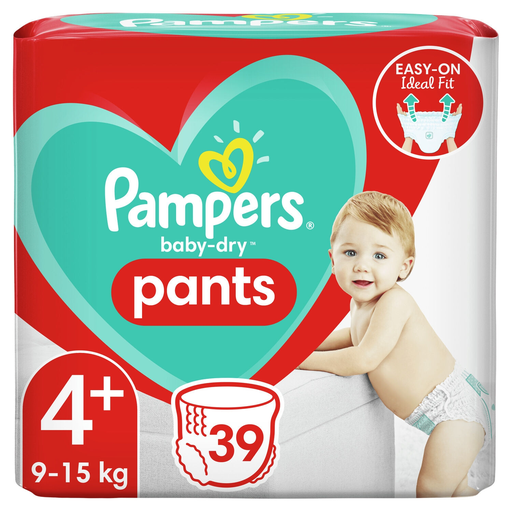 [8001841461236] PAMPERS Couches-culottes Baby-Dry Pants Taille 4+ (9-15 kg) 68 couches