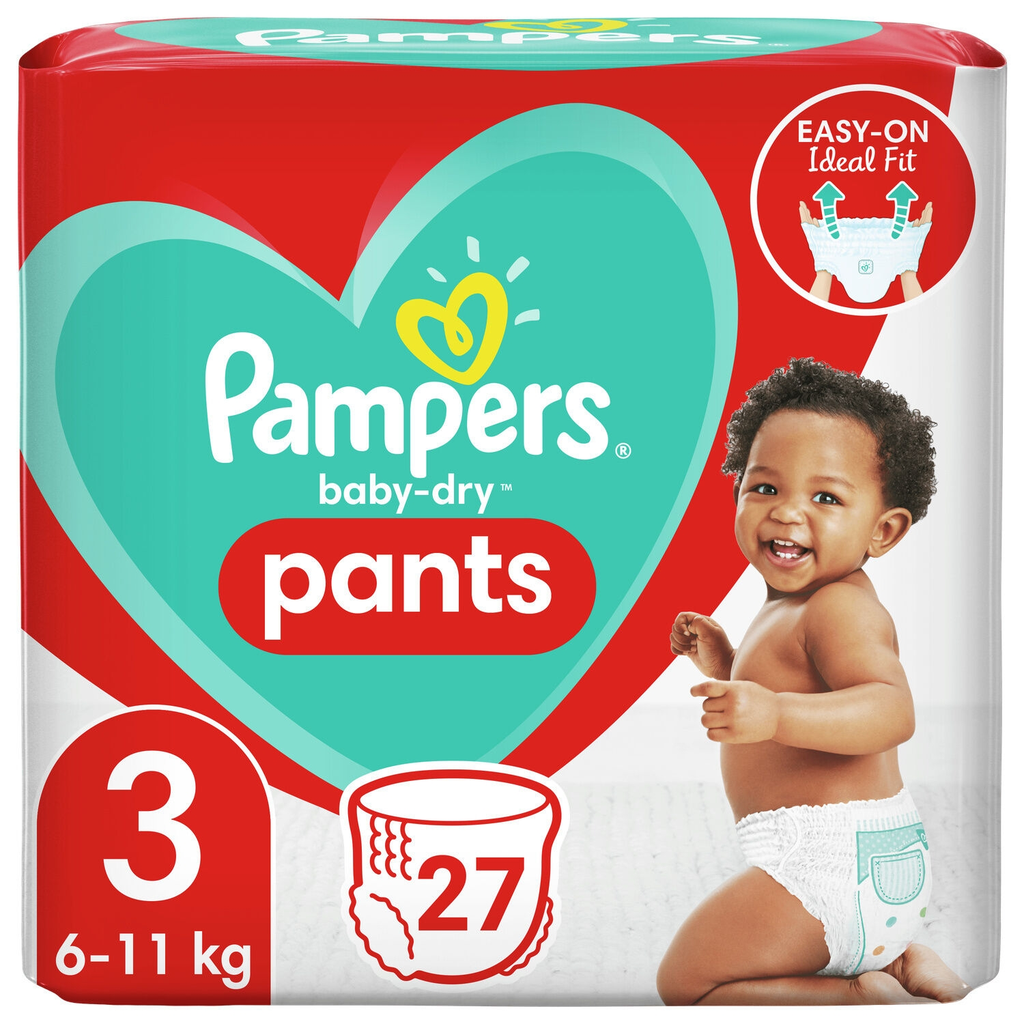 PAMPERS Pañales Bebé Baby-Dry Pants Talla 3 6-11 kg, paquete de 24 pañales
