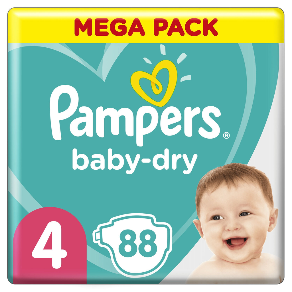 PAMPERS Baby-Dry Talla 4, 88 Pañales