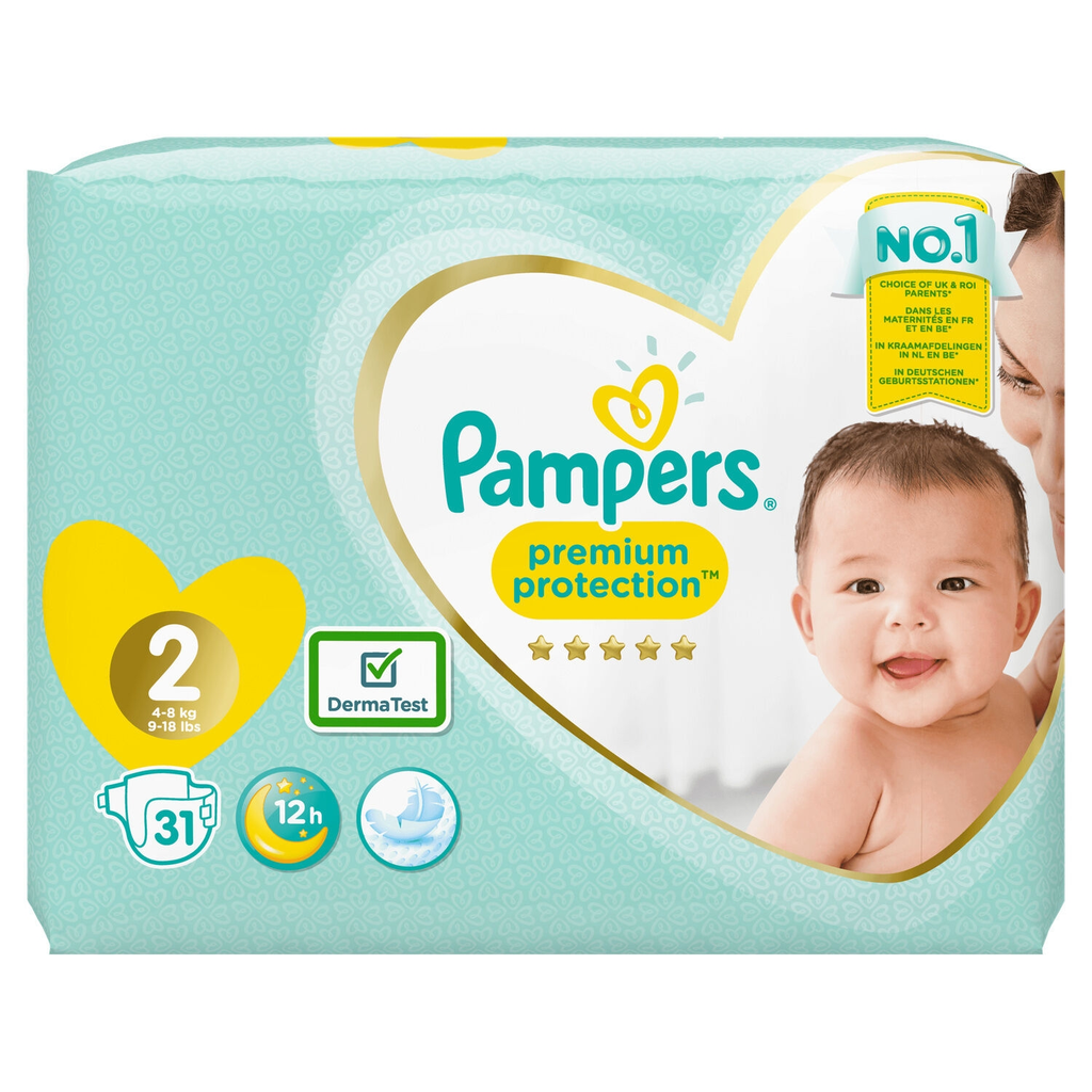 PAMPERS Baby Diapers Premium Protection Size 2 4-8 kg, pack of 31 diapers