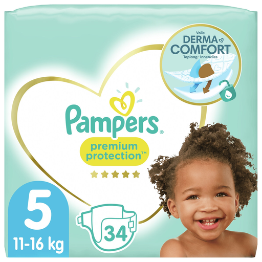 [8001841806839] PAMPERS Pañales para bebé Premium Protection Talla 5, paquete de 34 pañales