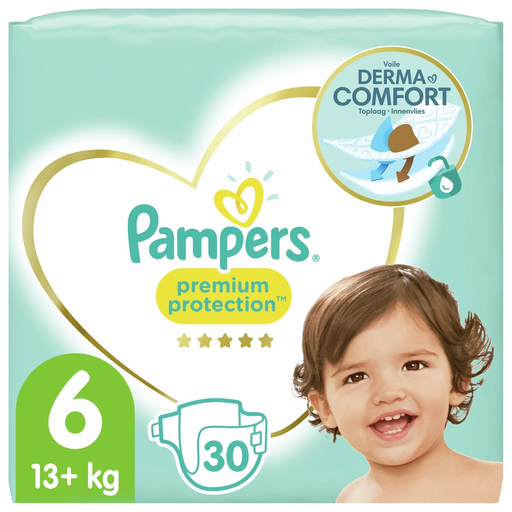 [8001841806860] PAMPERS Pañales Premium Protection talla 6, paquete de 30 unidades
