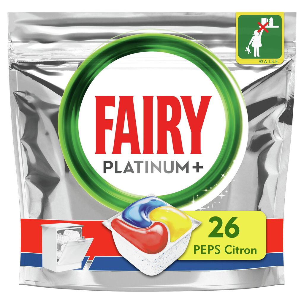 FAIRY Cápsulas Lavavajillas Todo-En-1 Platinum + Limón 26 dosis