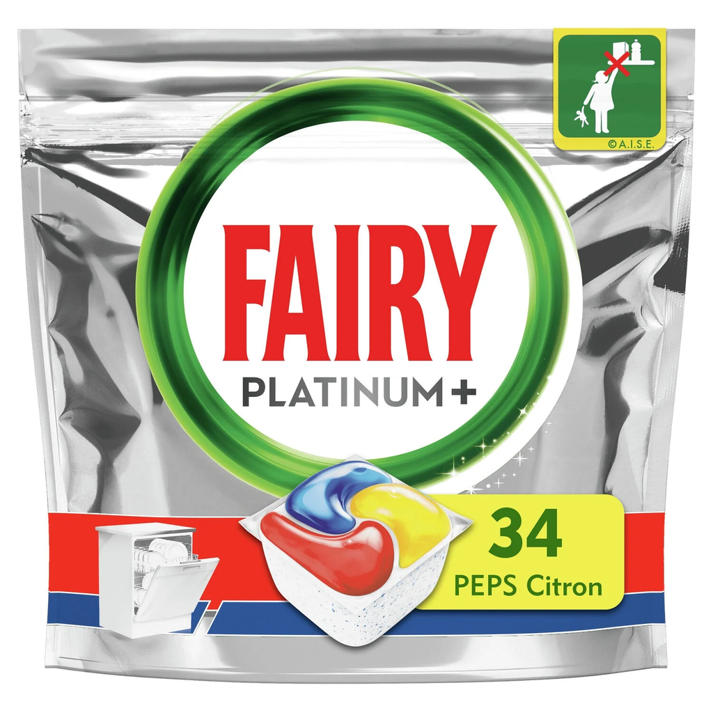 FAIRY Cápsulas Lavavajillas Todo-En-1 Platinum + Limón 34 dosis