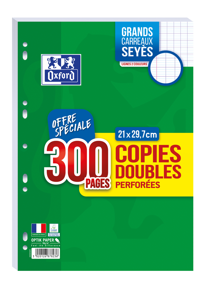OXFORD Double sheets 300 pages A4 ruled (Seyes) perforated