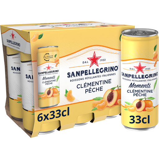 [8002270666674] SAN PELLEGRINO Sparkling Fruit Beverage Clementine Peach Momenti 6x33cl