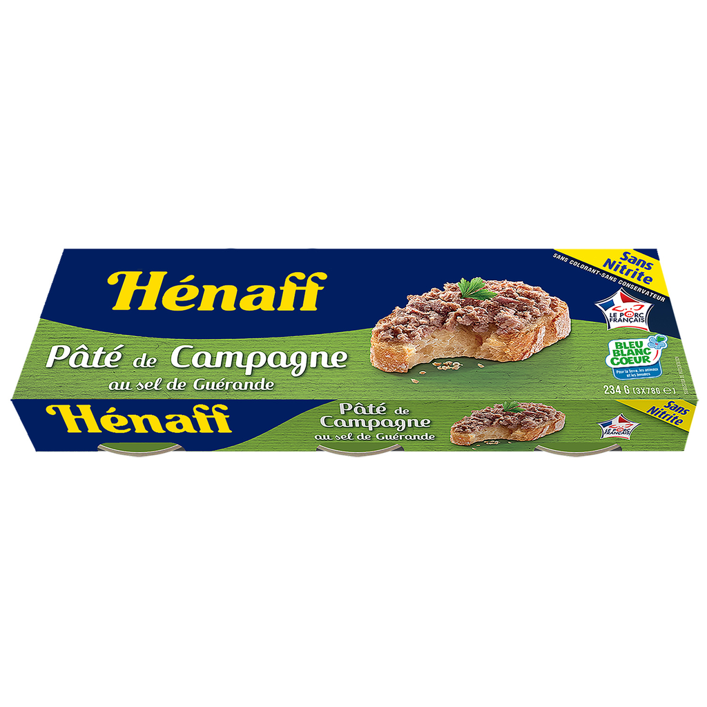 HENAFF Pâté de campagne au sel de Guérande 3 x 78 g