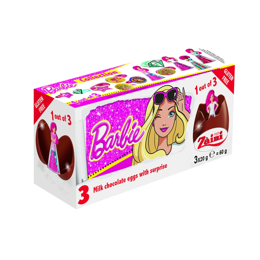 [8004735093933] ZAINI Oeufs surprises Barbie au chocolat au lait 3 x 20 g