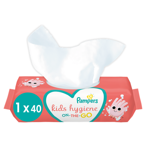 [8006540222089] PAMPERS Lingettes Bébé Kids Hygiène On The Go 0% Alcool x40