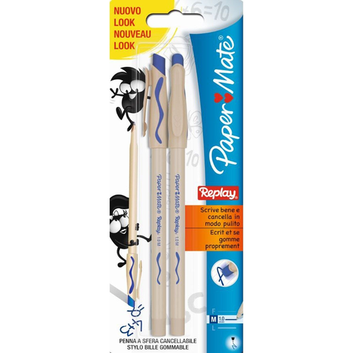 [8008285295397] NEWEL Replay erasable ink ballpoint pen blue x2
