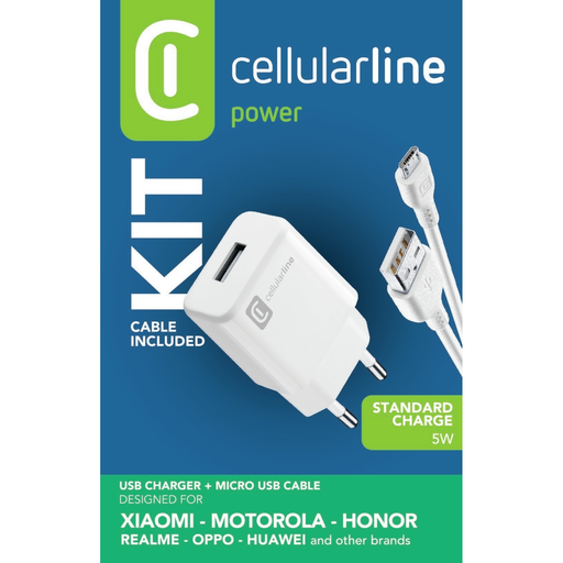 [8018080203213] CELLULARLINE USB charger kit 1A Micro USB for smartphones