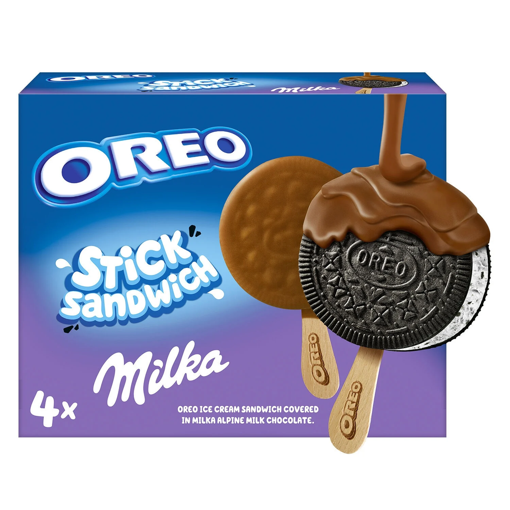 OREO Ice Cream Sticks Sandwich Vanilla Cocoa Biscuit and Chocolate 204 g