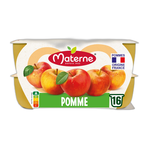 [3021760290415] MATERNE Apple Compote Nature 16 cups of 100 g