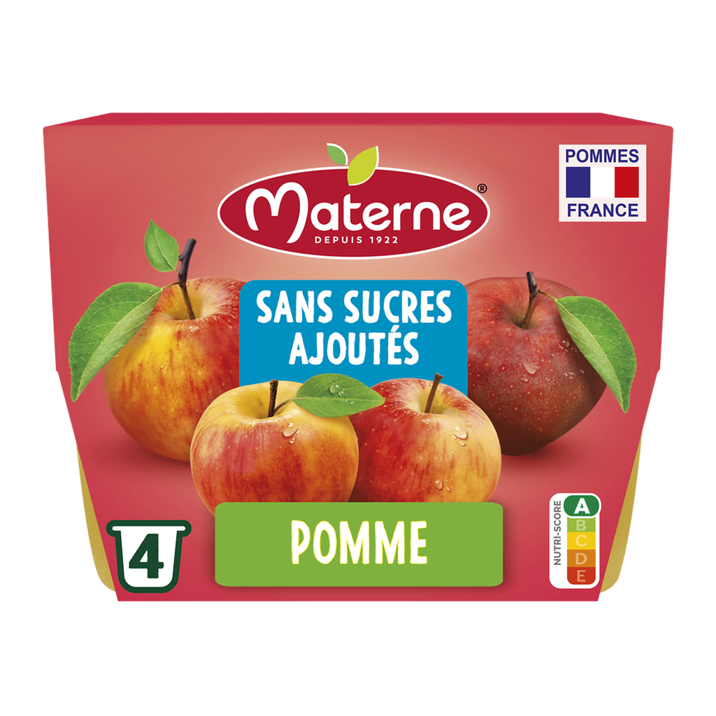 MATERNE Apple Fruit Dessert No Added Sugar 4 x 100 g