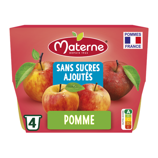 [3021760291009] MATERNE Apple Fruit Dessert No Added Sugar 4 x 100 g
