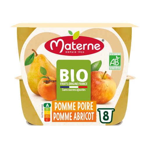 [3021760291252] MATERNE Organic Apple Apricot and Apple Pear Compote Cups 800 g