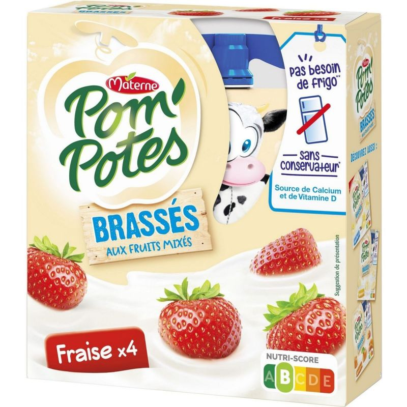 POM'POTES Gourdes Brassés Fraises 10 x 85 g