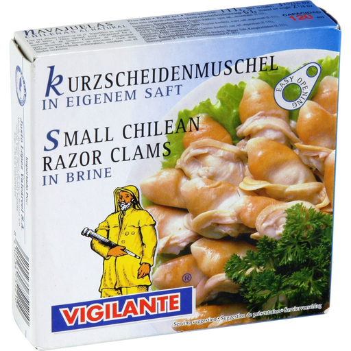 [8410234751210] VIGILANTE Chilean razor clams in brine 63 g