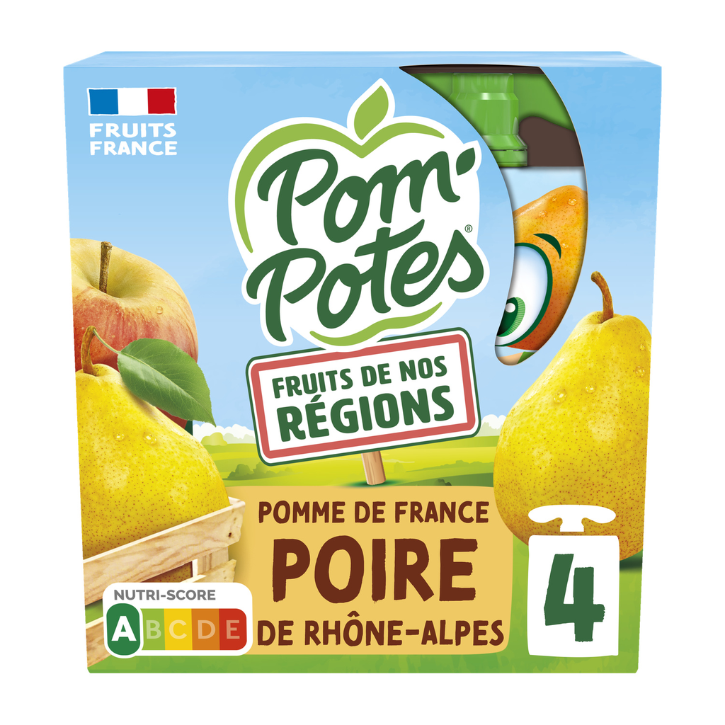 POM'POTES Compote pomme poire de Rhône-Alpes 4 gourdes de 90 g