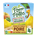 POM'POTES Compote pomme poire de Rhône-Alpes 4 gourdes de 90 g