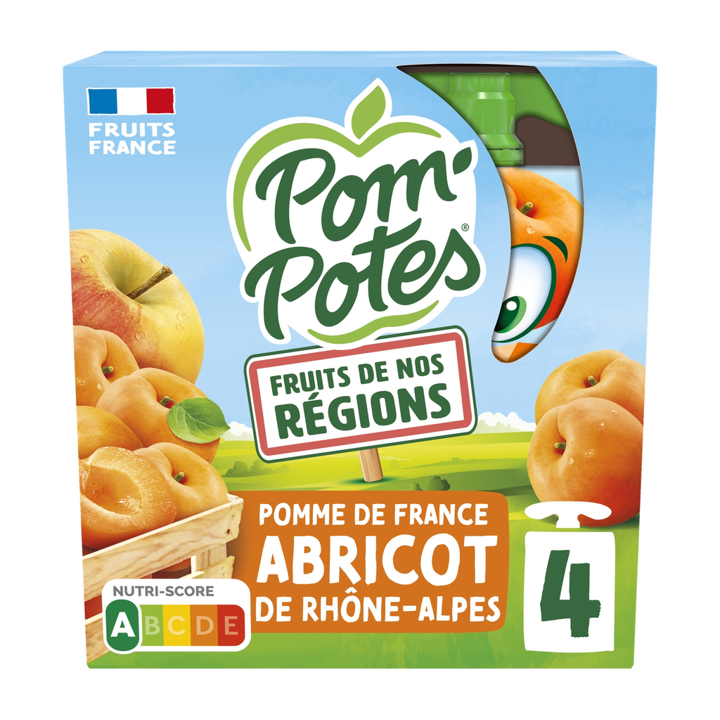 POM'POTES Apple Apricot Rhône-Alpes Compote 4x90g