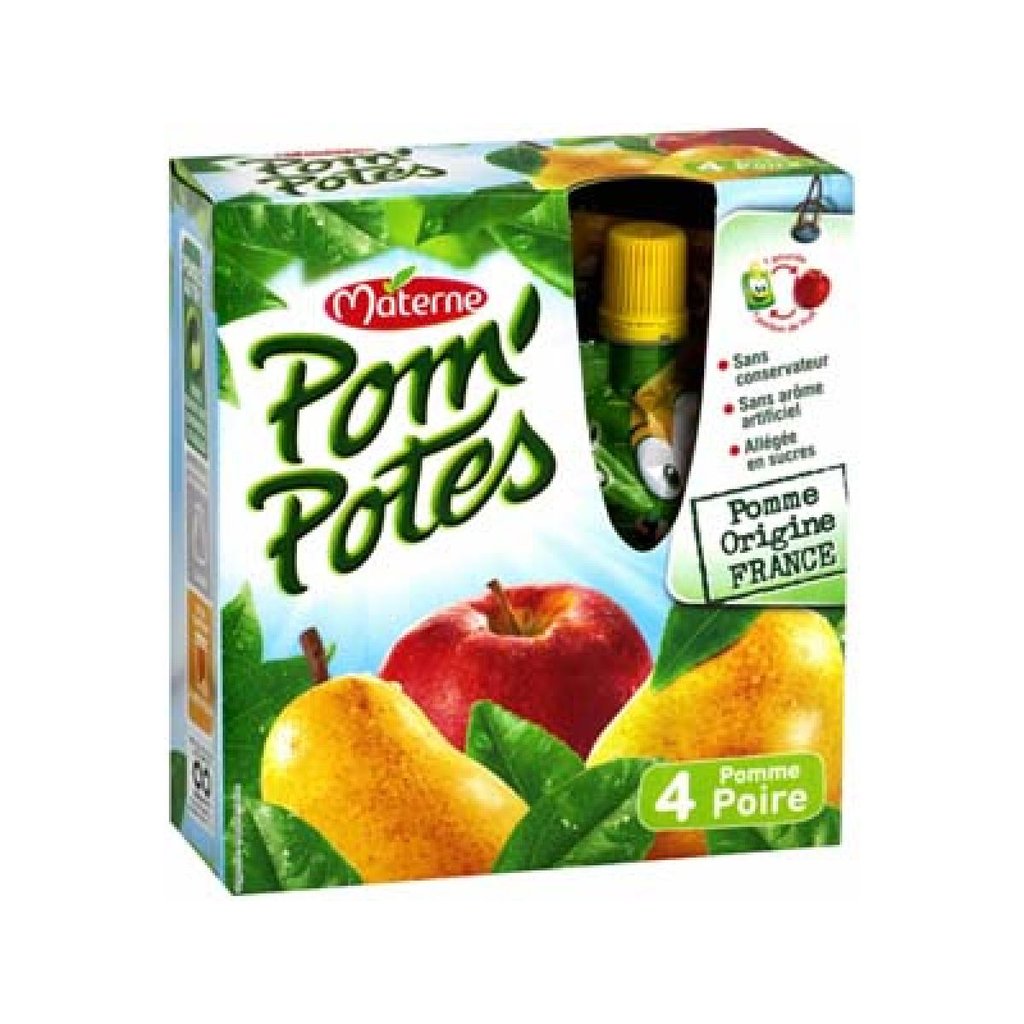 POM'POTES Compote Pomme Poire 4 x 90 g