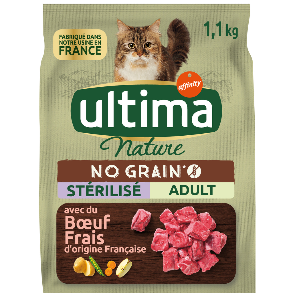 ULTIMA Nature Grain-Free Sterilized Adult Cat Dry Food Beef 1.1 kg