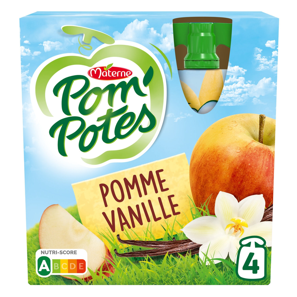 POM'POTES Compote Pomme Vanille 4x90g