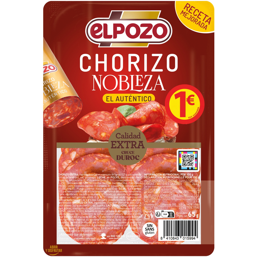ELPOZO Chorizo Nobleza Extra Cruce Duroc 65 g