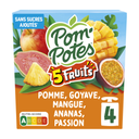POM'POTES Spécialité de fruits pomme goyave mangue ananas passion 4x90g