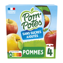 POM'POTES Sobremesa de fruta Saquetas Sem Açúcares Adicionados Maçã Nature 4x90g