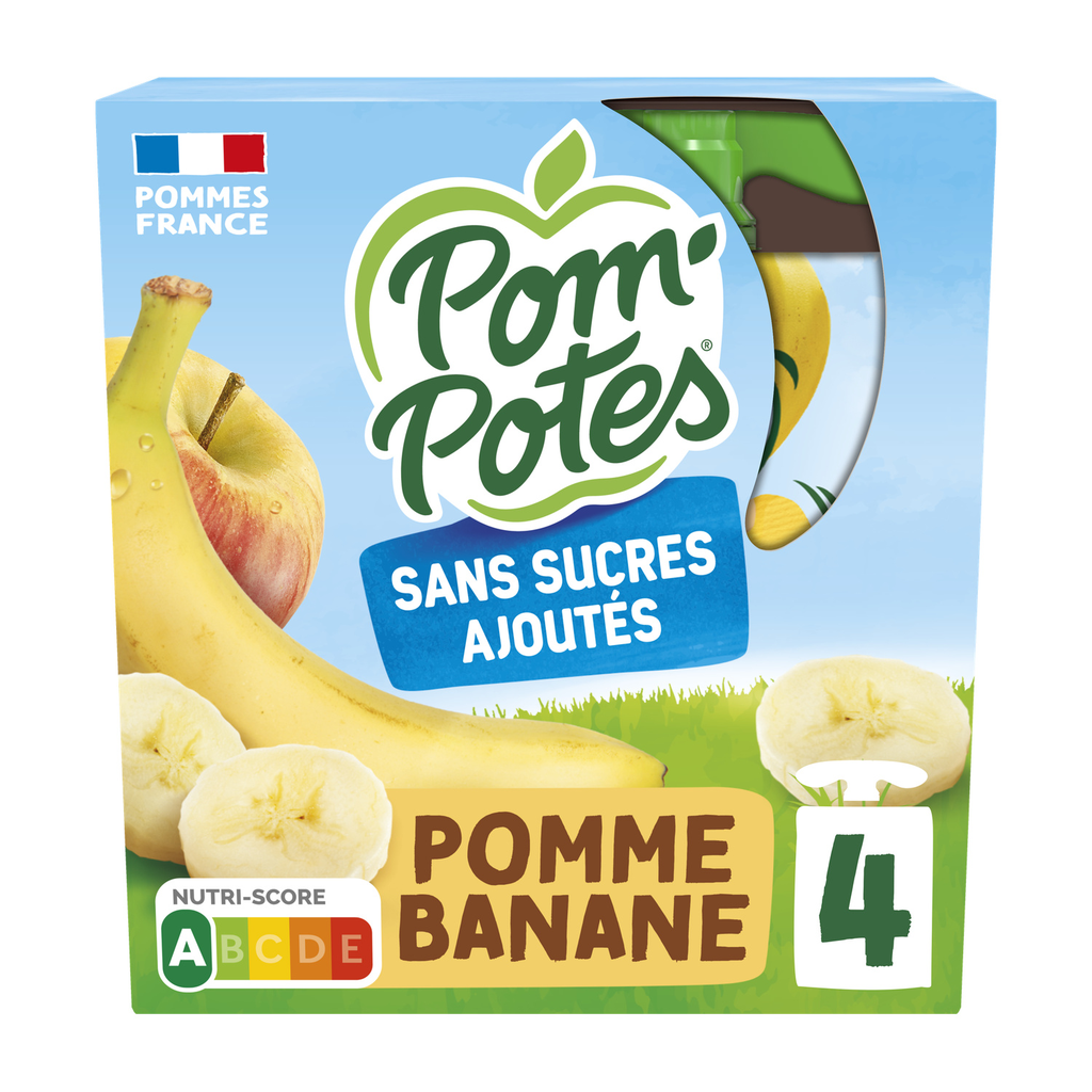 POM'POTES Dessert fruitier Pomme Banane 4 gourdes de 90 g