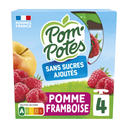 POM'POTES Fruit Dessert Apple Raspberry No Added Sugar 4x90g
