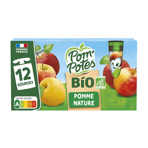 [3021762412129] POM'POTES Organic Apple Fruit Pouches 12 x 90 g