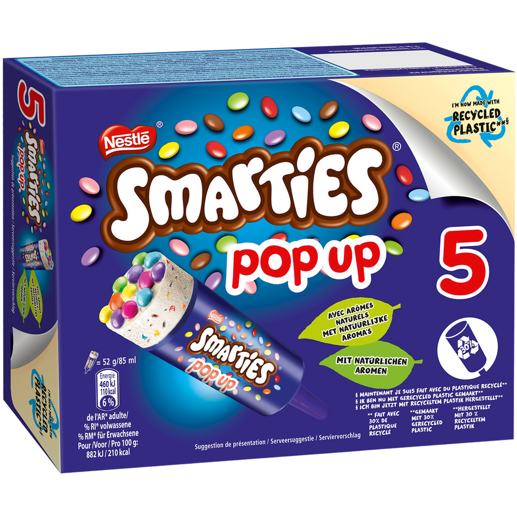 SMARTIES Glaces vanille bonbons chocolat lait POP UP 52 g