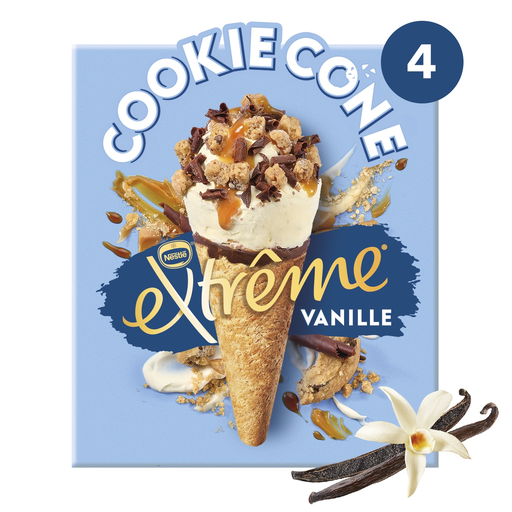 [8436575295671] EXTREME Cookie Vanilla Caramel Ice Cream Cone 284 g
