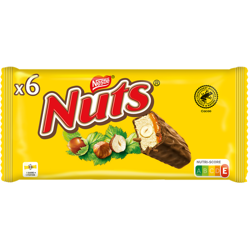 [8593893720800] NUTS Barras de chocolate de leite e avelãs 6x42g